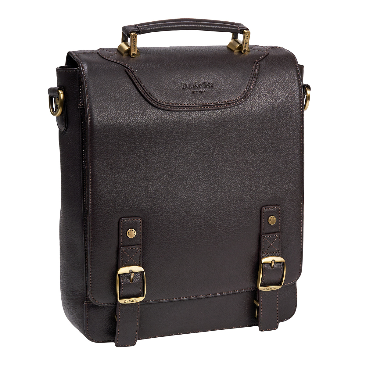 Деловая сумка Dr.Koffer из натуральной кожи темно-коричневая