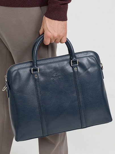 Деловая сумка Dr.Koffer из натуральной кожи синяя
