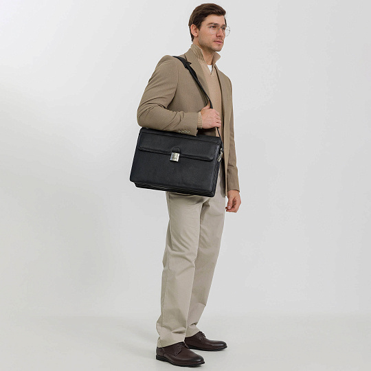 Портфель Dr.Koffer из натуральной кожи черный