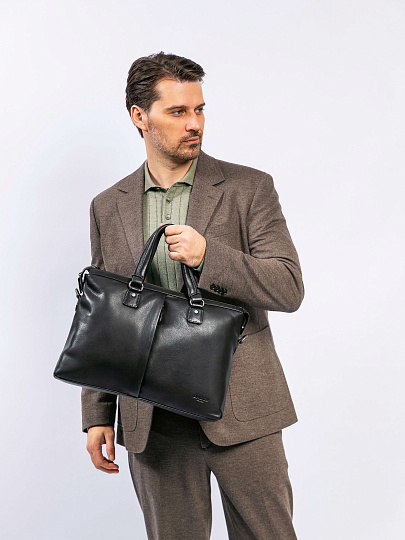 Деловая сумка Dr.Koffer из натуральной кожи черная