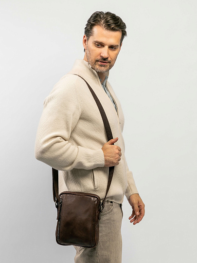 Сумка через плечо Dr.Koffer из натуральной кожи коричневая