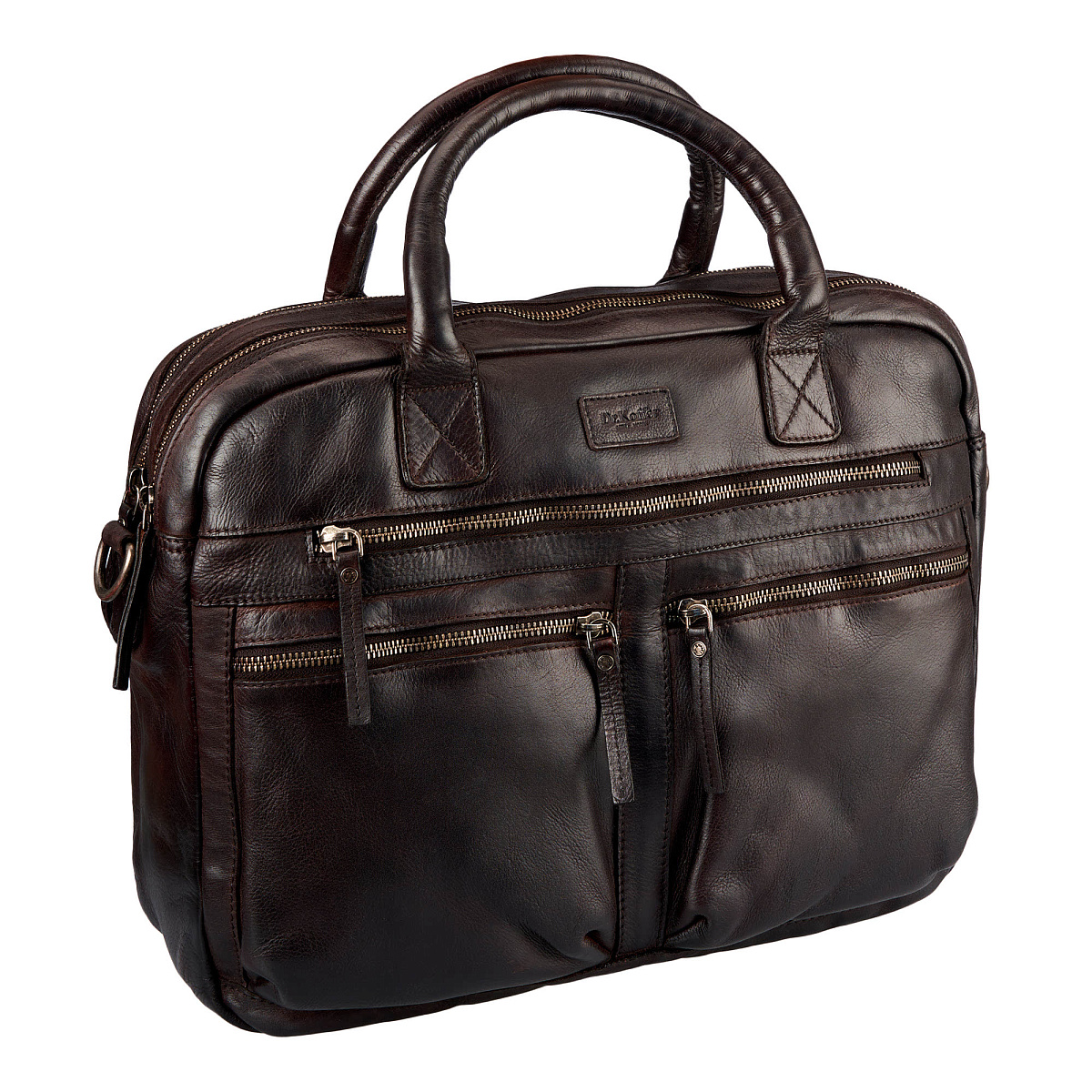 Деловая сумка Dr.Koffer из натуральной кожи темно-коричневая