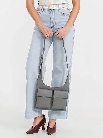 Сумка через плечо Dr.Koffer из натуральной кожи серая