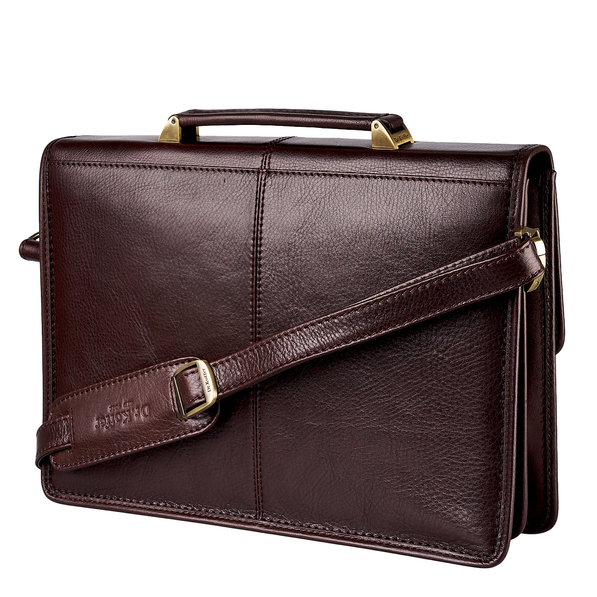 Портфель Dr.Koffer из натуральной кожи темно-коричневый