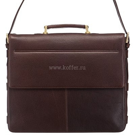 Стильный портфель из мягкой кожи с вместительными внутренними секциями (шоколадного цвета) Dr.Koffer B402141-02-09