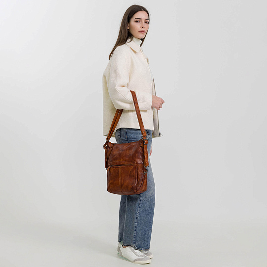 Сумка через плечо Dr.Koffer из натуральной кожи коричневая