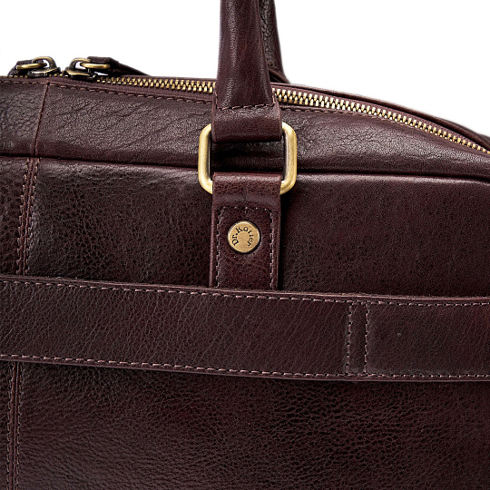 Деловая сумка Dr.Koffer из натуральной кожи темно-коричневая