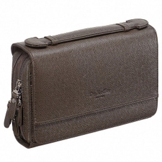 Мужская кожаная сумка визитка коричневого цвета Dr.Koffer B402499-141-09