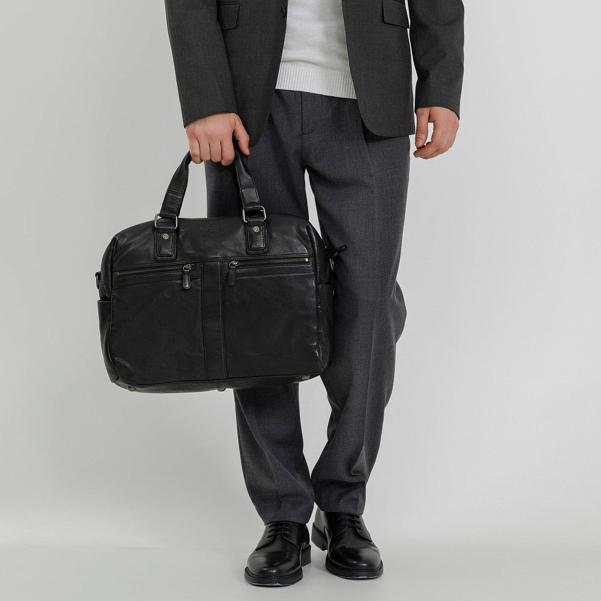 Деловая сумка Dr.Koffer из натуральной кожи черная