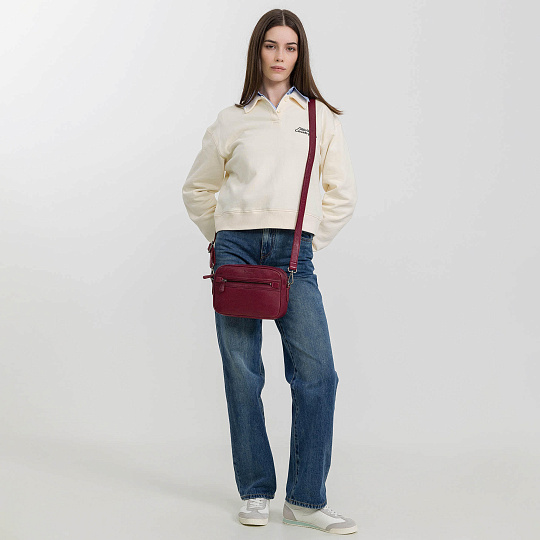 Сумка через плечо Dr.Koffer из натуральной кожи красная