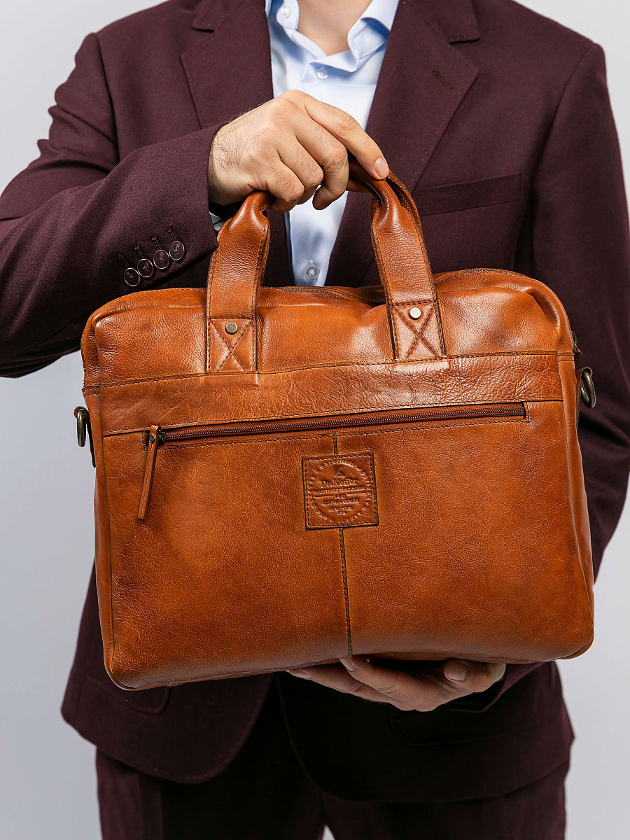 Деловая сумка Dr.Koffer из натуральной кожи коричневая