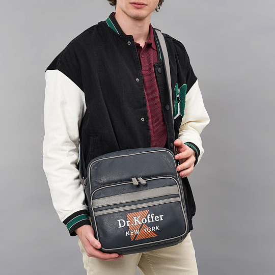 Сумка через плечо Dr.Koffer из натуральной кожи синяя