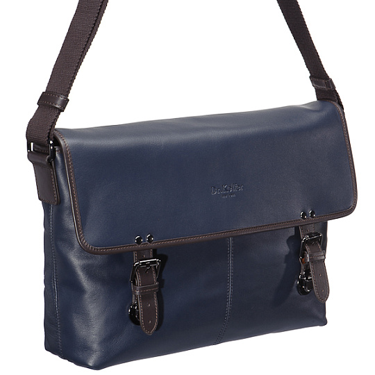 Сумка через плечо Dr.Koffer из натуральной кожи синяя