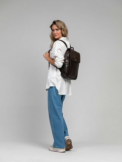 Рюкзак Dr.Koffer из натуральной кожи темно-коричневый