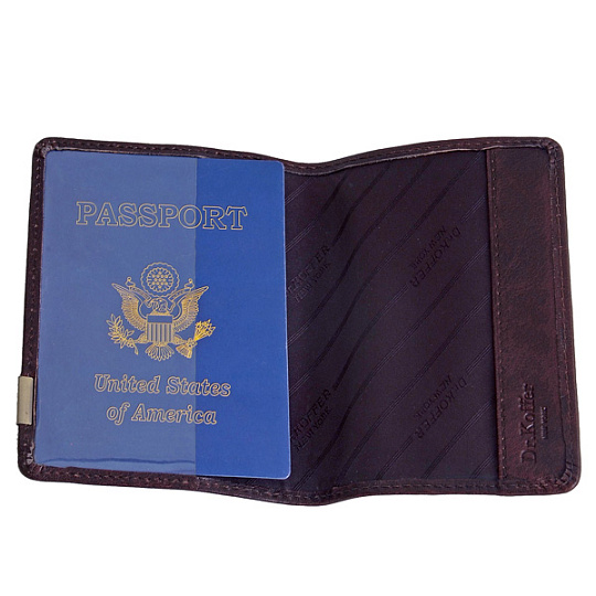 Обложка для паспорта из зернистой темно-коричневой кожи Dr.Koffer X244512-02-09
