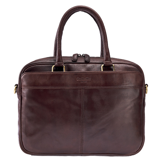 Деловая сумка Dr.Koffer из натуральной кожи темно-коричневая