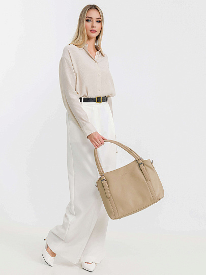 Женская сумка Dr.Koffer из натуральной кожи бежевая