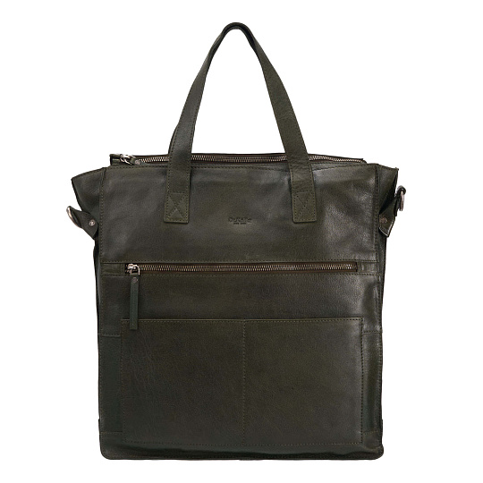 Деловая сумка Dr.Koffer из натуральной кожи зеленая