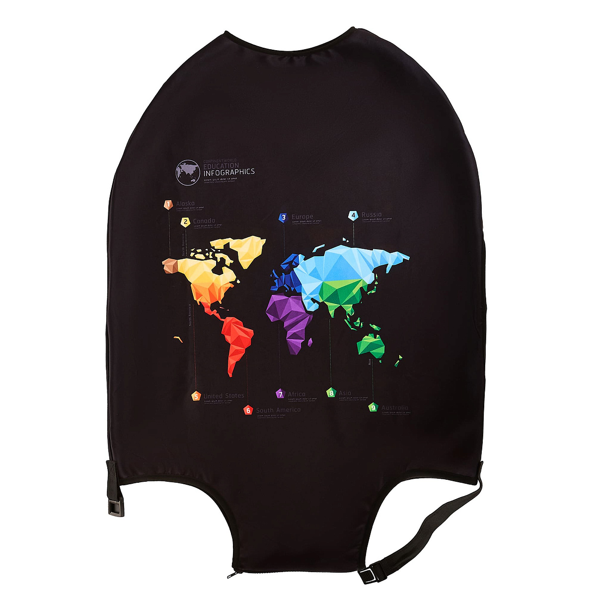 Чехол для чемодана M Dr.Koffer черный с рисунком"TRAVEL"