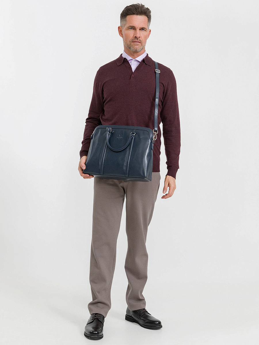 Деловая сумка Dr.Koffer из натуральной кожи синяя