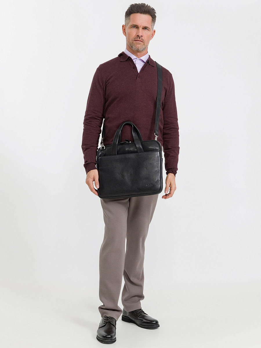 Деловая сумка Dr.Koffer из натуральной кожи черная