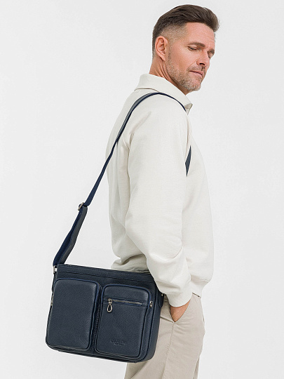 Деловая сумка Dr.Koffer из натуральной кожи синяя