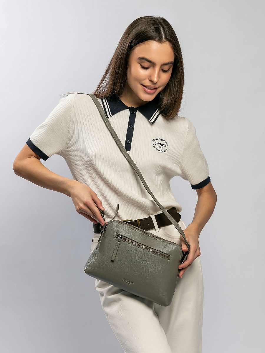 Женская сумка Dr.Koffer из натуральной кожи серая