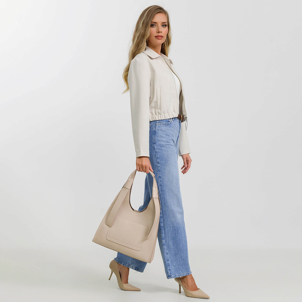 Женская сумка Dr. Koffer из натуральной кожи бежевая