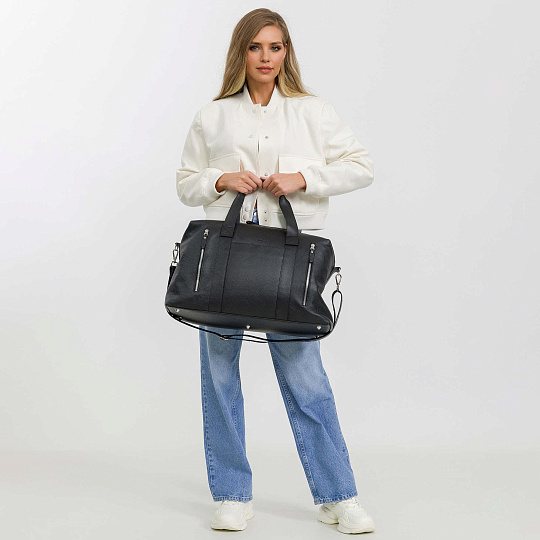 Сумка дорожная Dr.Koffer  из натуральной кожи черная