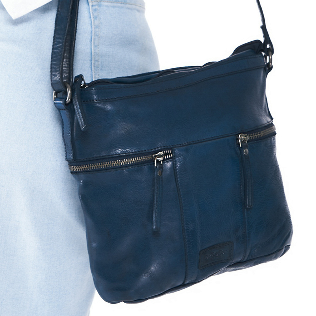 Сумка через плечо Dr.Koffer из натуральной кожи синяя
