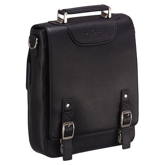 Сумка для документов черного цвета с клапанами на защелках Dr.Koffer M402604-220-04