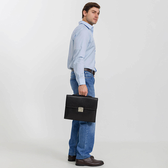 Портфель Dr.Koffer из натуральной кожи черный