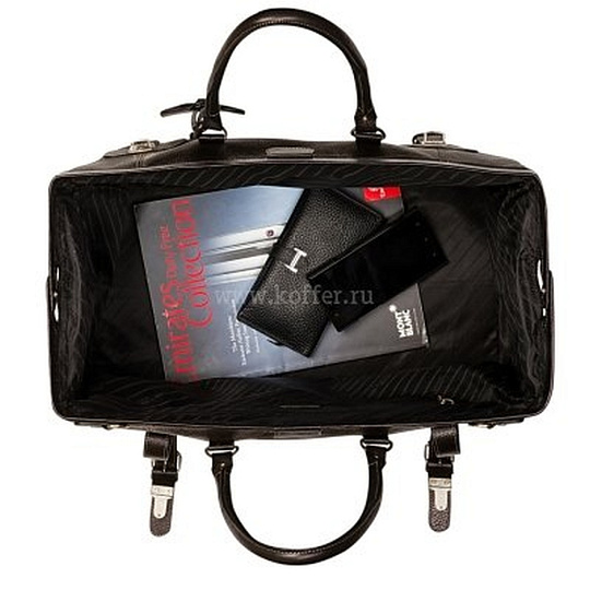 Черный саквояж, декорированный ремнями Dr.Koffer B280421-02-04