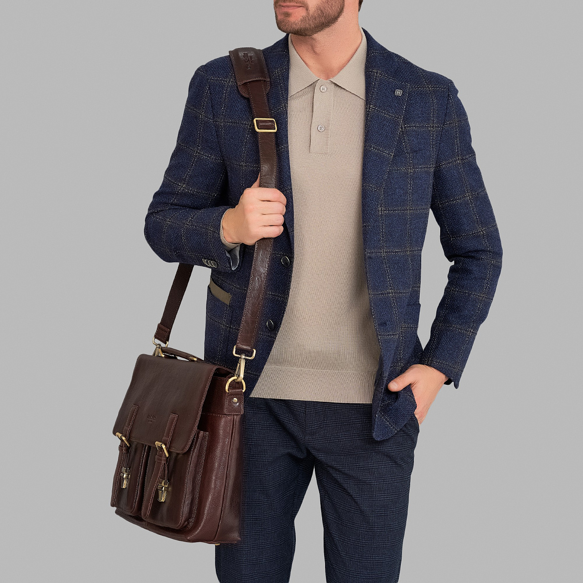 Портфель Dr.Koffer из натуральной кожи темно-коричневый