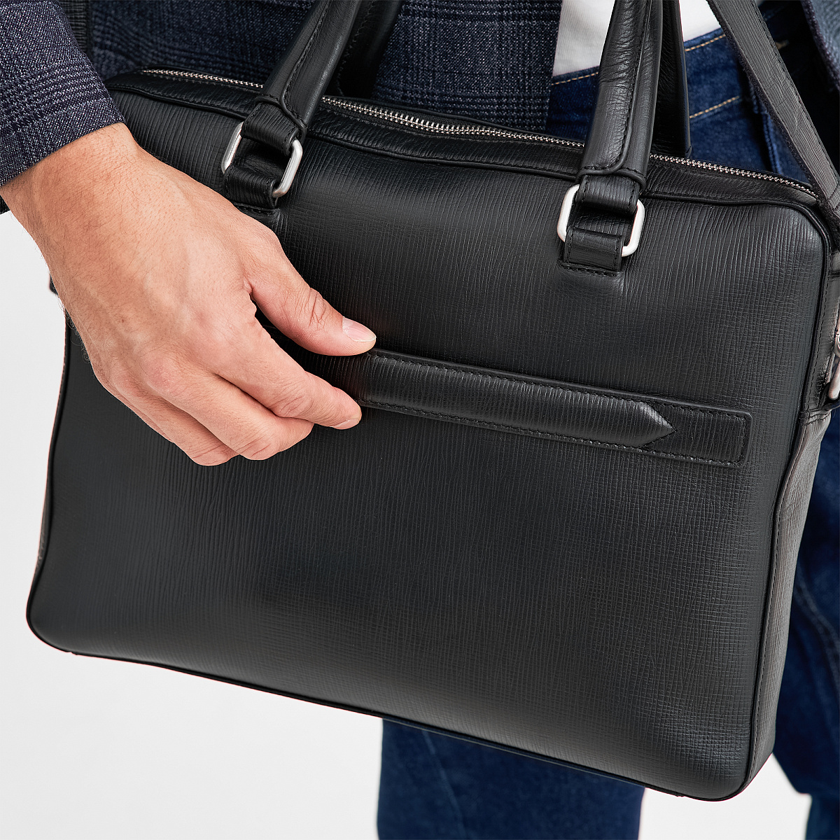 Деловая сумка Dr.Koffer из натуральной кожи черная