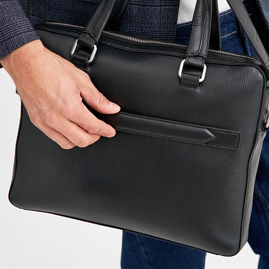 Деловая сумка Dr.Koffer из натуральной кожи черная