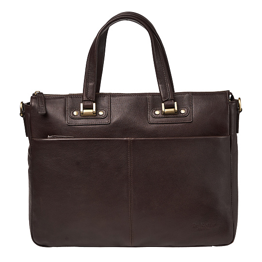 Деловая сумка Dr.Koffer из натуральной кожи темно-коричневая