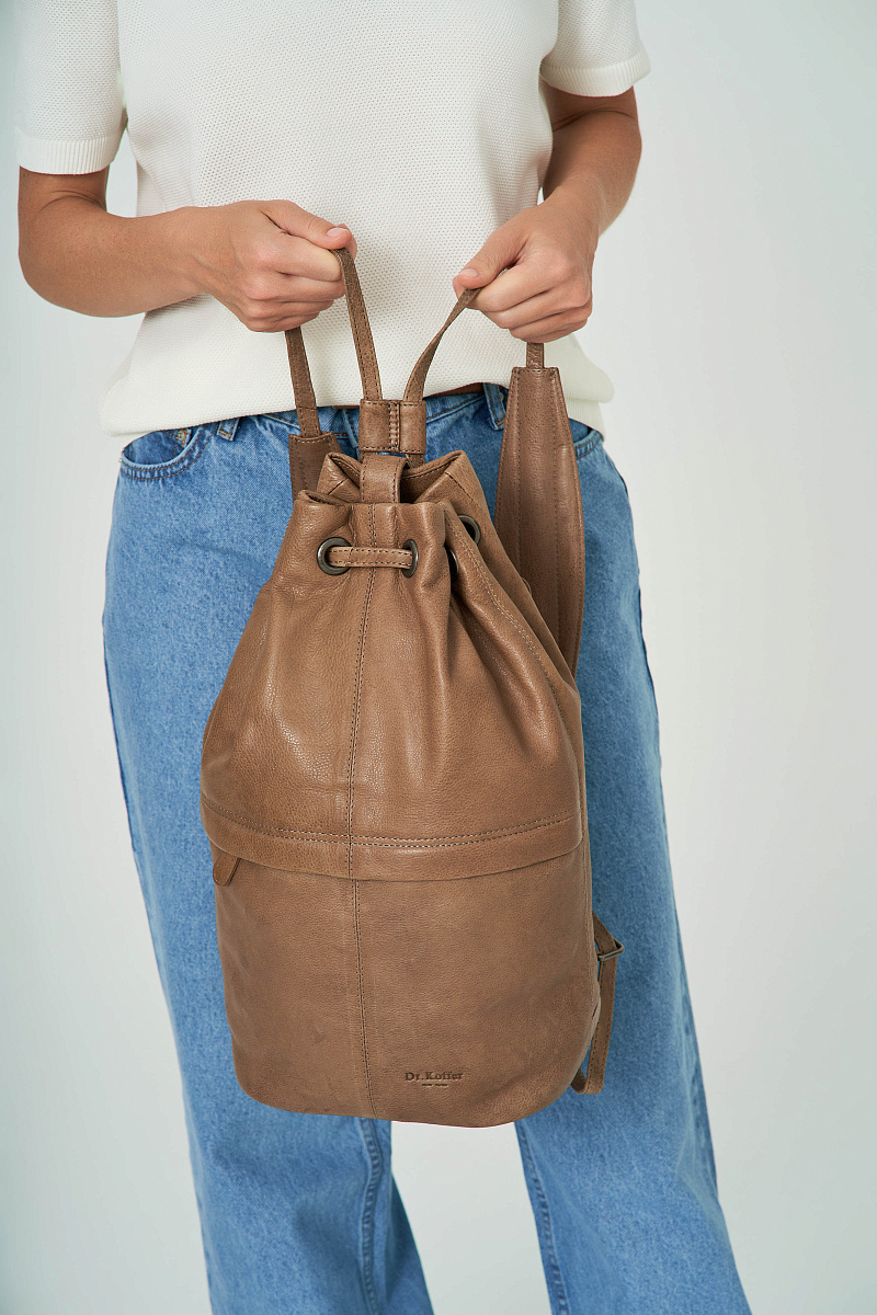 Рюкзак Dr.Koffer из натуральной кожи бежевый