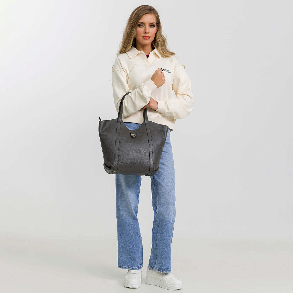 Женская сумка Dr. Koffer из натуральной кожи серая