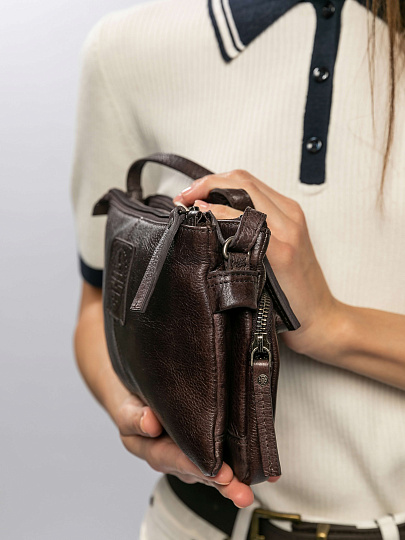 Сумка через плечо Dr.Koffer из натуральной кожи коричневая