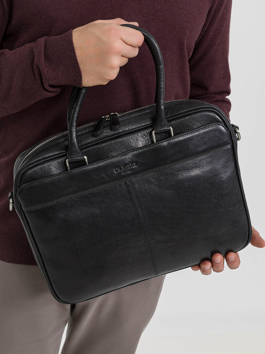 Деловая сумка Dr.Koffer из натуральной кожи черная