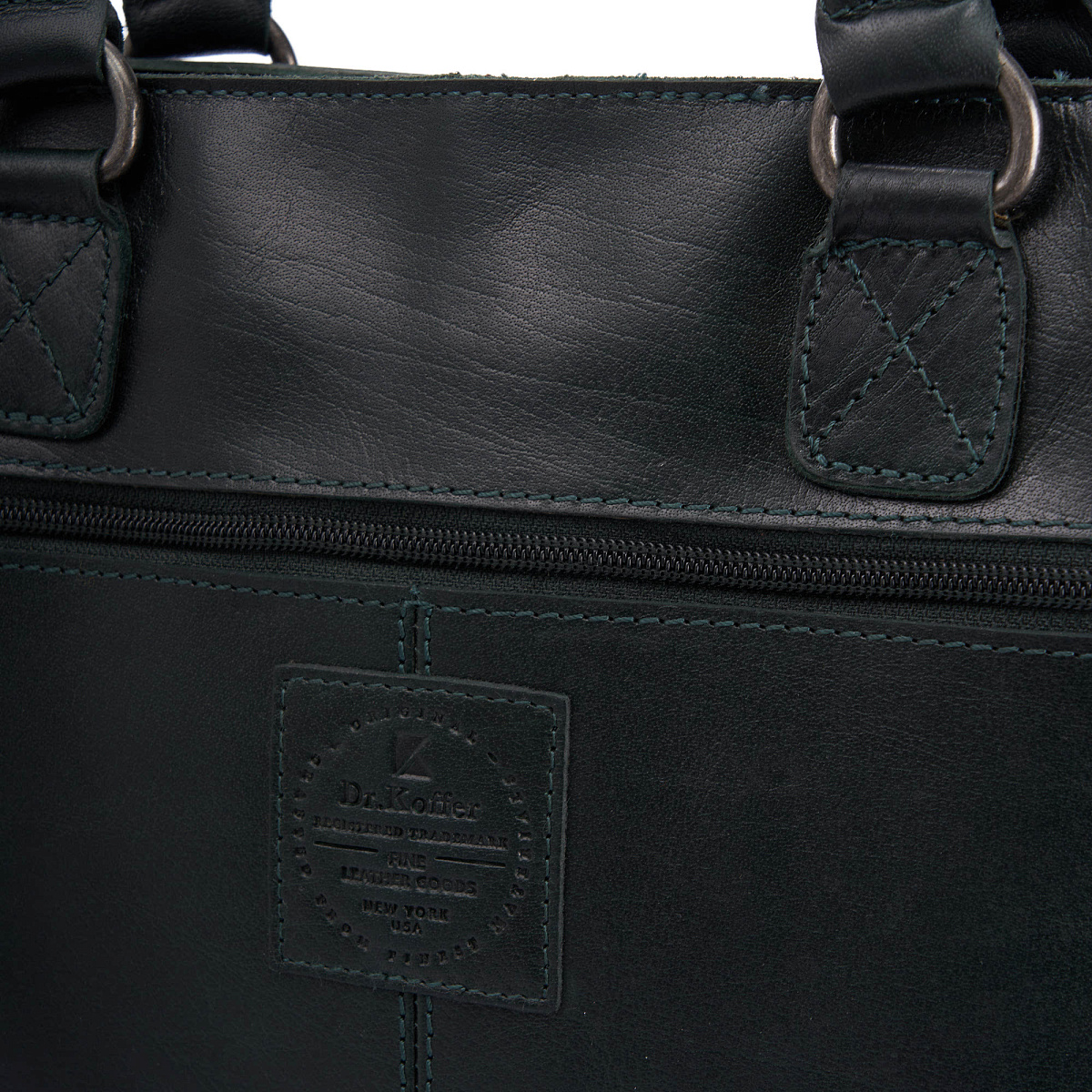 Деловая сумка Dr.Koffer из натуральной кожи зеленая
