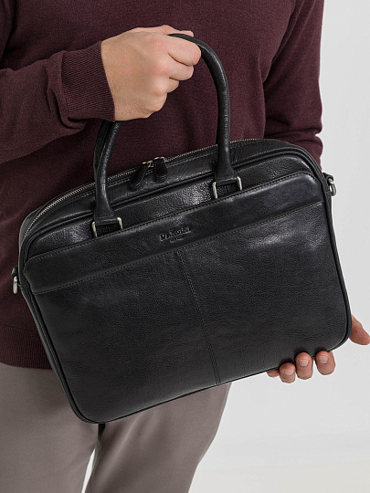 Деловая сумка Dr.Koffer из натуральной кожи черная