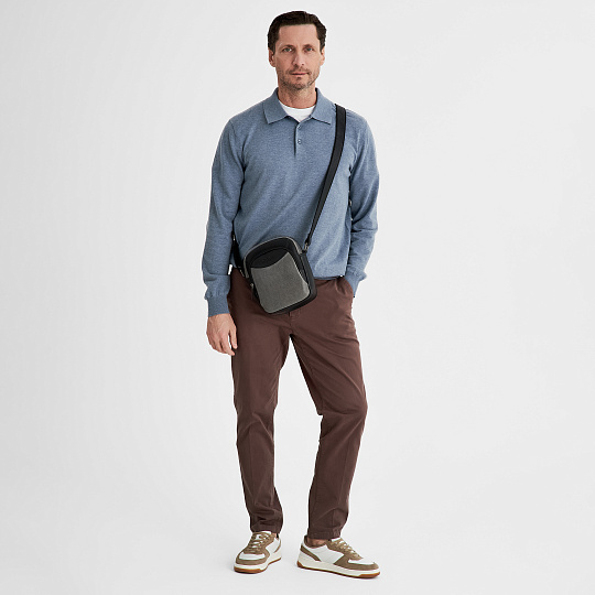 Сумка через плечо Dr.Koffer из натуральной кожи серая