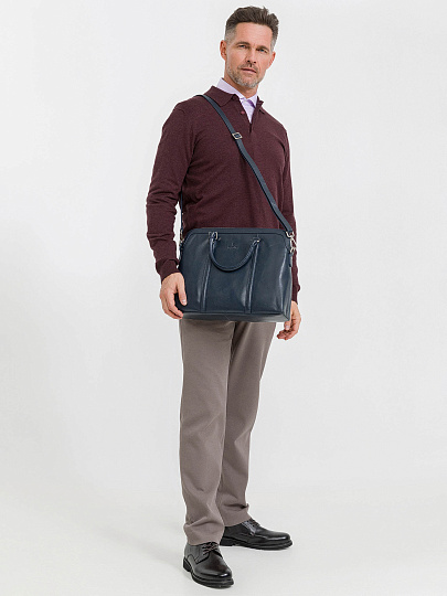 Деловая сумка Dr.Koffer из натуральной кожи синяя