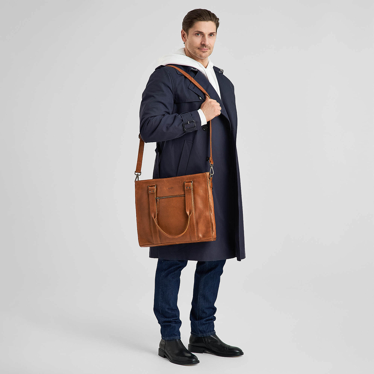 Деловая сумка Dr.Koffer из натуральной кожи коричневая