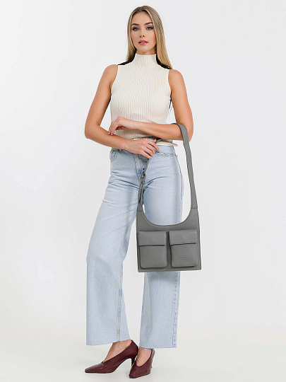 Сумка через плечо Dr.Koffer из натуральной кожи серая