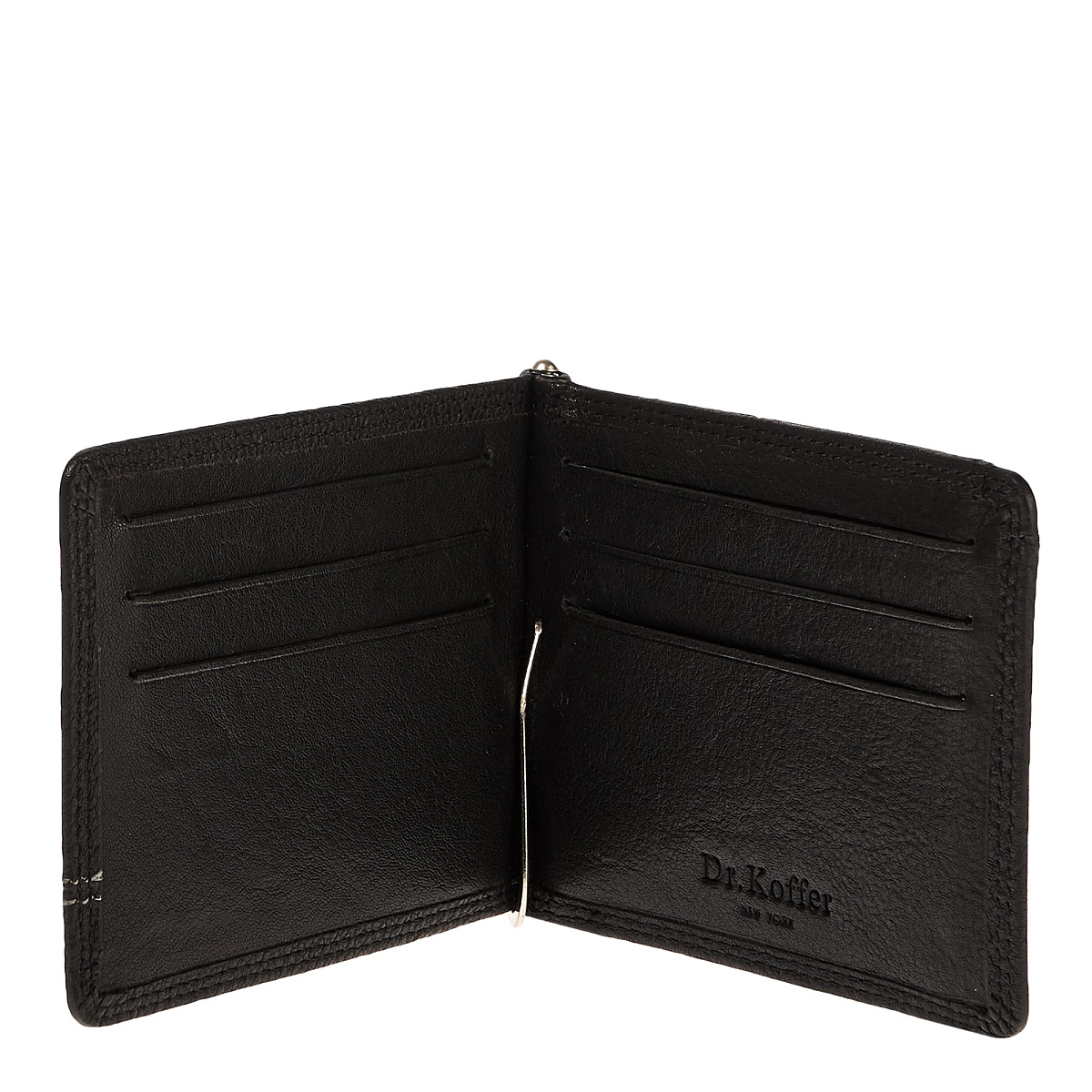 Зажим для денег Dr.Koffer из натуральной кожи черный