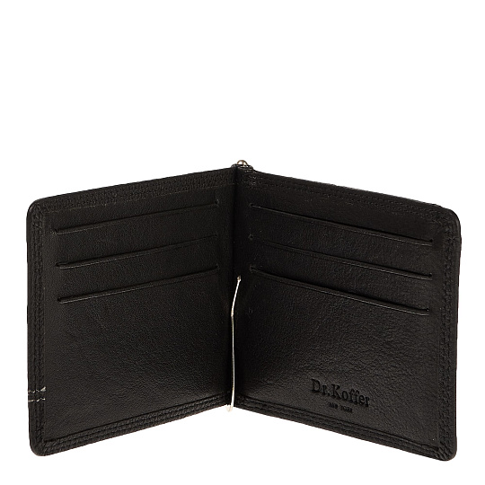 Зажим для денег Dr.Koffer из натуральной кожи черный