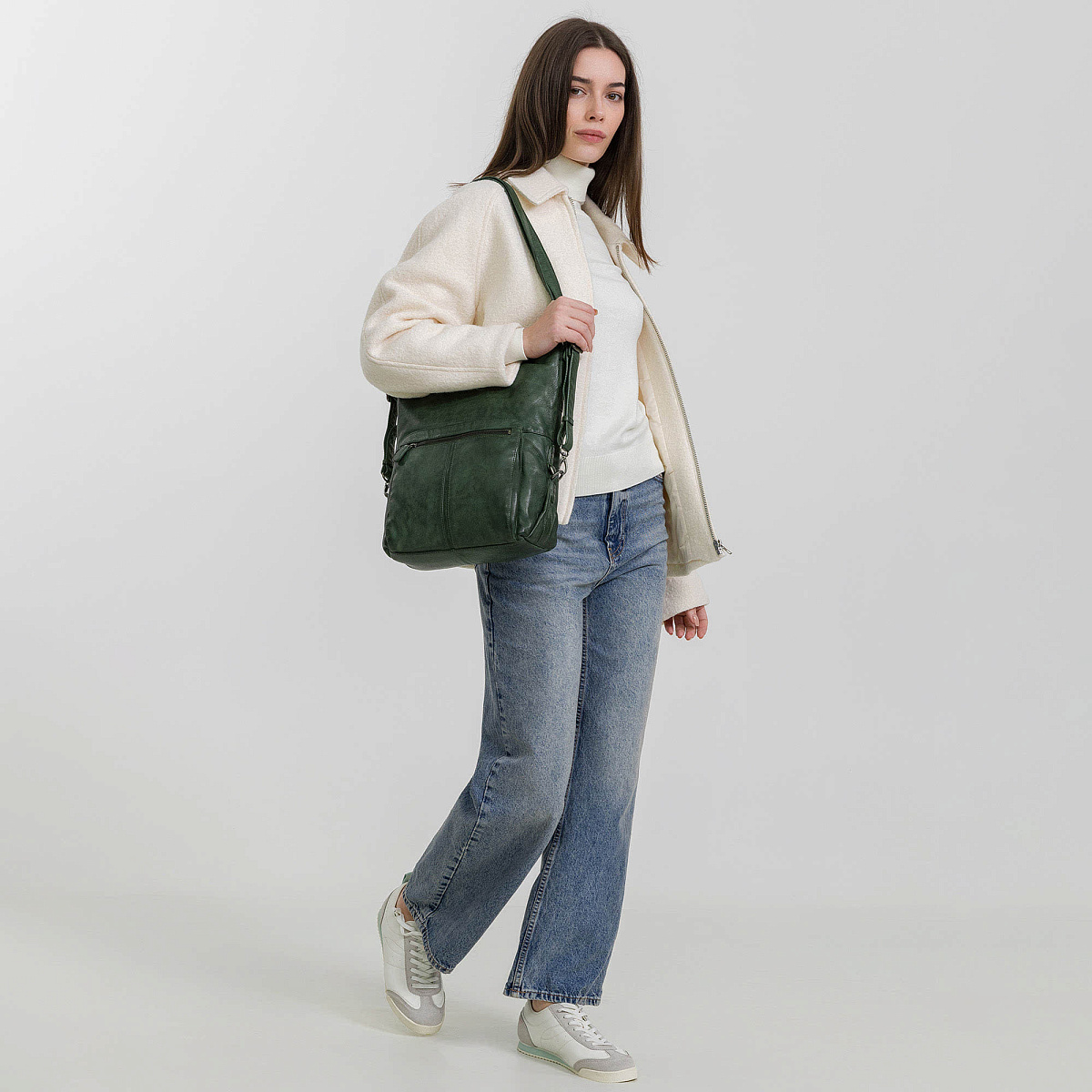 Сумка через плечо Dr.Koffer из натуральной кожи зеленая